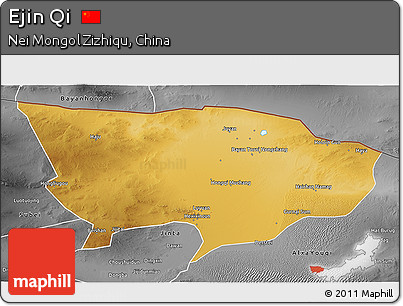 Physical 3D Map of Ejin Qi, desaturated