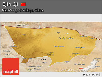 Physical 3D Map of Ejin Qi, satellite outside