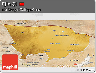 Physical 3D Map of Ejin Qi, satellite outside