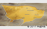 Physical 3D Map of Ejin Qi, semi-desaturated