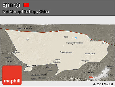 Shaded Relief 3D Map of Ejin Qi, darken