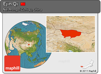 Satellite Location Map of Ejin Qi