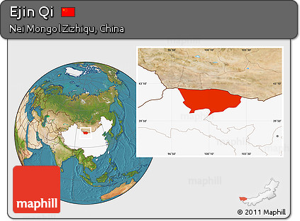 Satellite Location Map of Ejin Qi, highlighted country