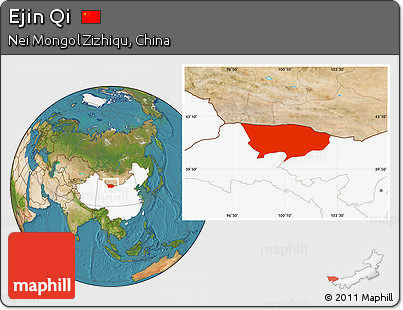 Satellite Location Map of Ejin Qi, highlighted country