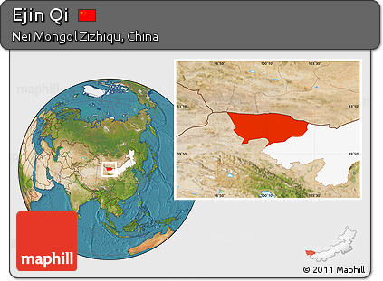 Satellite Location Map of Ejin Qi, highlighted parent region