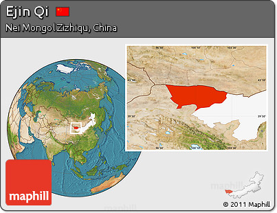 Satellite Location Map of Ejin Qi, highlighted parent region