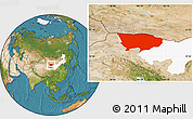 Satellite Location Map of Ejin Qi, highlighted parent region