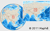 Shaded Relief Location Map of Ejin Qi, within the entire country
