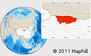 Shaded Relief Location Map of Ejin Qi, highlighted country