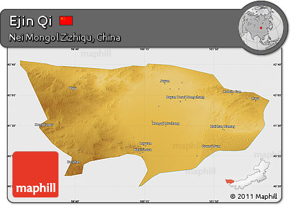 Physical Map of Ejin Qi, single color outside