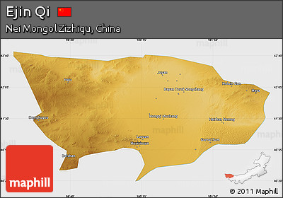 Physical Map of Ejin Qi, single color outside