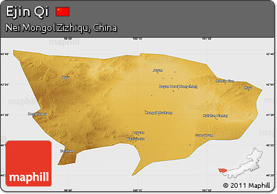 Physical Map of Ejin Qi, single color outside