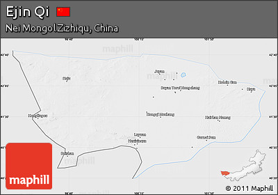 Silver Style Map of Ejin Qi, single color outside