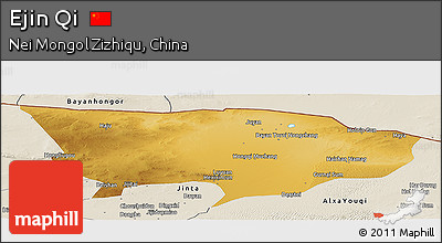 Physical Panoramic Map of Ejin Qi, shaded relief outside
