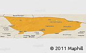 Political Panoramic Map of Ejin Qi, shaded relief outside