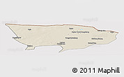 Shaded Relief Panoramic Map of Ejin Qi, cropped outside