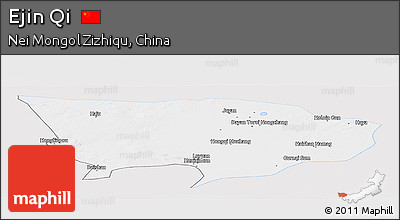 Silver Style Panoramic Map of Ejin Qi, single color outside