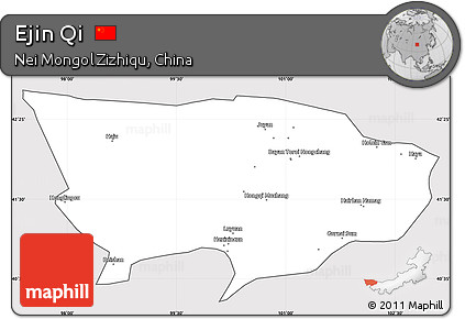 Silver Style Simple Map of Ejin Qi, cropped outside