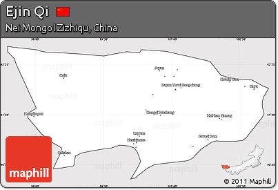 Silver Style Simple Map of Ejin Qi, cropped outside