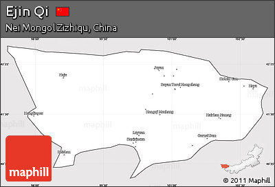 Silver Style Simple Map of Ejin Qi, cropped outside