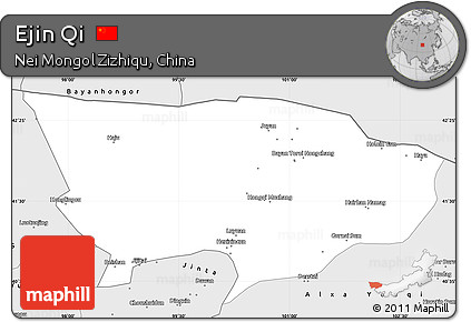 Silver Style Simple Map of Ejin Qi