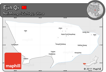 Silver Style Simple Map of Ejin Qi, single color outside