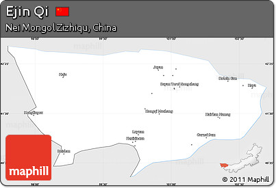 Silver Style Simple Map of Ejin Qi, single color outside