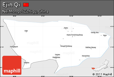 Silver Style Simple Map of Ejin Qi, single color outside