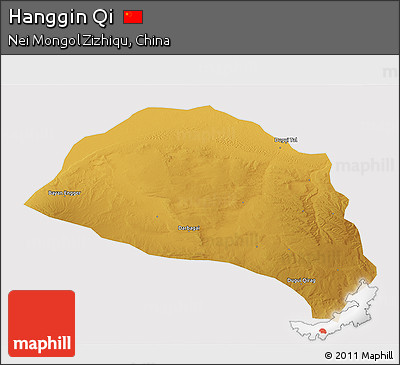 Physical 3D Map of Hanggin Qi, cropped outside