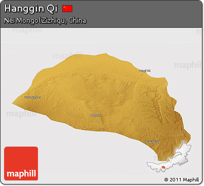 Physical 3D Map of Hanggin Qi, cropped outside