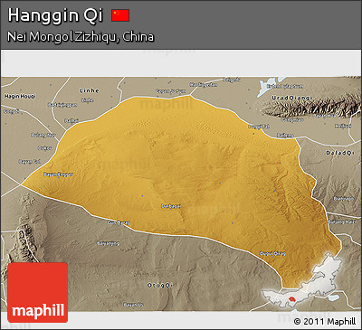 Physical 3D Map of Hanggin Qi, semi-desaturated