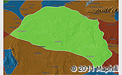 Political 3D Map of Hanggin Qi, darken
