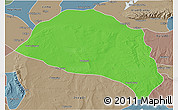 Political 3D Map of Hanggin Qi, semi-desaturated