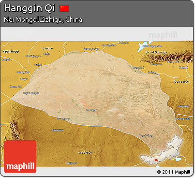 Satellite 3D Map of Hanggin Qi, physical outside