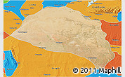 Satellite 3D Map of Hanggin Qi, political outside
