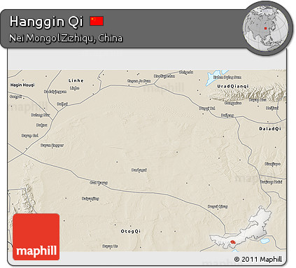 Shaded Relief 3D Map of Hanggin Qi