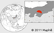 Blank Location Map of Hanggin Qi, highlighted country, highlighted parent region