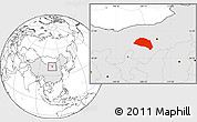 Blank Location Map of Hanggin Qi, highlighted country