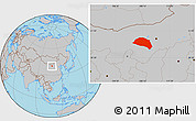 Gray Location Map of Hanggin Qi