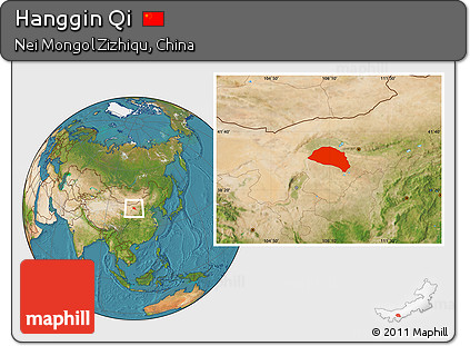 Satellite Location Map of Hanggin Qi