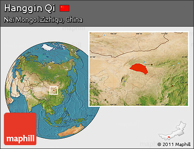 Satellite Location Map of Hanggin Qi