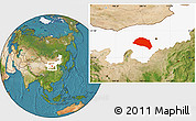 Satellite Location Map of Hanggin Qi, highlighted parent region