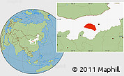 Savanna Style Location Map of Hanggin Qi, highlighted parent region