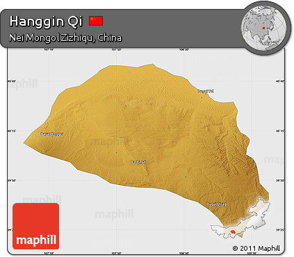 Physical Map of Hanggin Qi, single color outside