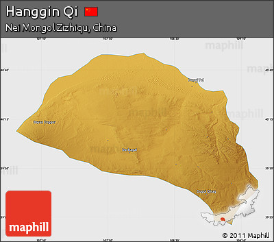 Physical Map of Hanggin Qi, single color outside