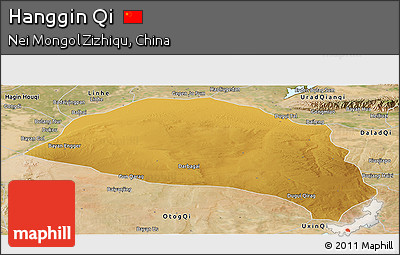 Physical Panoramic Map of Hanggin Qi, satellite outside