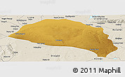 Physical Panoramic Map of Hanggin Qi, shaded relief outside