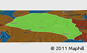 Political Panoramic Map of Hanggin Qi, darken