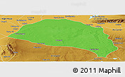 Political Panoramic Map of Hanggin Qi, physical outside