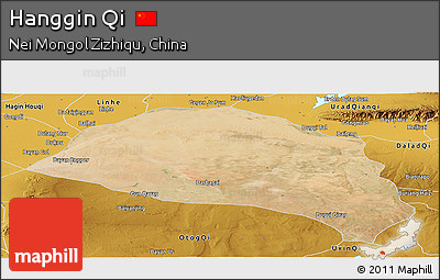 Satellite Panoramic Map of Hanggin Qi, physical outside